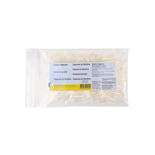 Cápsulas de Gelatina Vazias (size 00) – 120 Cápsulas – Terapia Clark