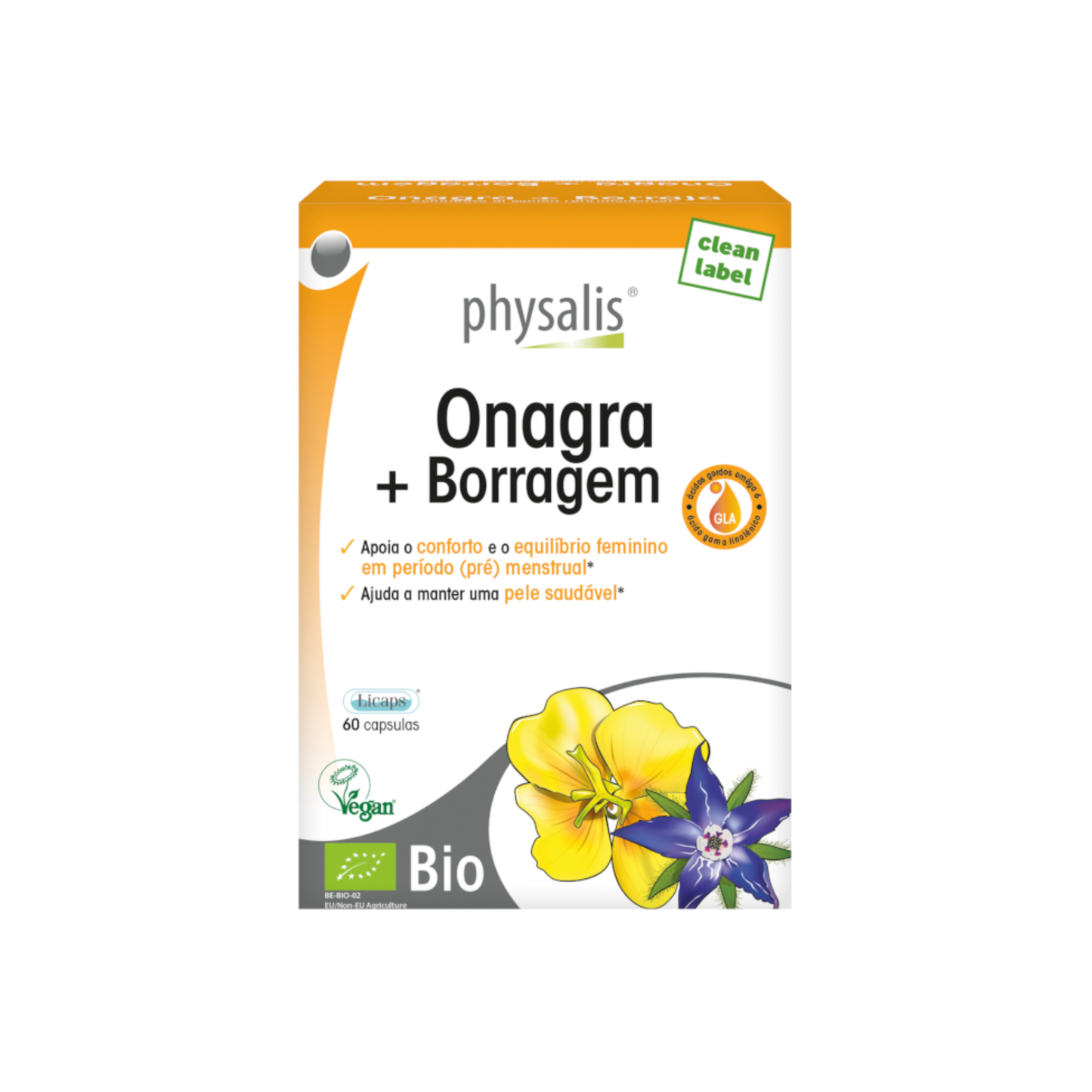 Onagra + Borragem – 60 cápsulas – Physalis